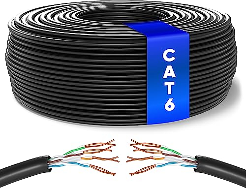 Mr. Tronic Vrac Câble Ethernet 100m, Bulk Reseau LAN Cat 6 Haut Debit Pour Internet Rapide 1 Gbps 250 MHz, Câble Ethernet AWG24, Cat6 en Vrac UTP CCA (100 Mètres, Noir)