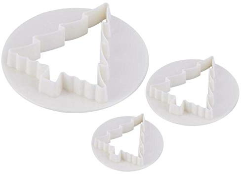 DUORUI 3pcs Christmas Cookie Cutters Biscuit Fondant Cake Mould Plastic Fir Tree Pattern for Kids DIY Baking Tool Decorating Party