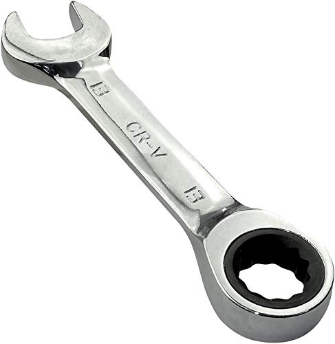 AERZETIX - Llave Plana combinada extremo abierto/Clásico 13mm - a Llave de trinquete 13mm Anillo/Ojo 12 lados - Mango corto/recto/pulido/métrico - en acero CR-V para apretar/ensamblar - Plata - C45610