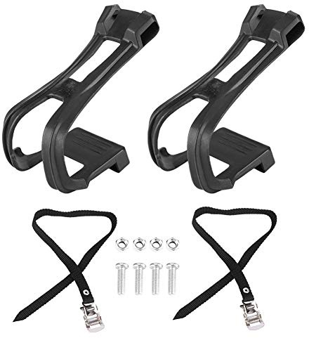Tyenaza Fermapiedi per Bicicletta, Fermapiedi per Pedale Bici Antiscivolo con Cinturini Fermapiede in Nylon Nero, per Bici Fa Ciclismo e Cinghie per Bici da Strada Antiscivolo