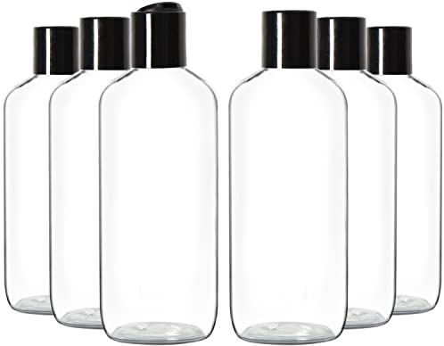 Youngever 6 Pack 500ML Empty Squeeze Containers with Black Disc Cap, Plastic Bottles with Disc Top Flip Cap, Refillable Cosmetic Bottles, Squeeze Containers
