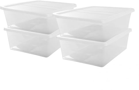 Iris Ohyama, Set aus 4 Aufbewahrungsboxen mit Deckel NCB-28 - 4x 28 L - L54 x B39.5 x H17 cm - Transparent