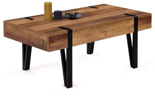 IDMarket - Table Basse rectangulaire 1 tiroir Austria Bois Pied épingle