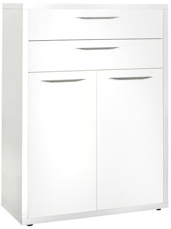 Composad | Meuble de Rangement de la Ligne Design avec 2 Portes et 2 tiroirs, Armoire Porte-Documents de Rangement (LxHxP) 81,60 x 112 x 35,7 cm, Blanc laqué, Studio, Bureau, fabriqué en Italie