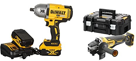 DeWalt - Boulonneuse à Chocs 1/2' Brushless XR 18V 5Ah Li-ion - DCF899P2-QW & Meuleuse Brushless XR 18V 5Ah Li-Ion - DCG406NT-XJ - Lame Ø125mm - Vitesse à Vide 9000tr/min - 1000W