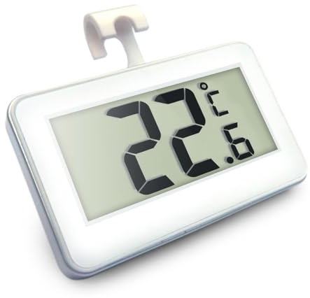 Suplong Termómetro para frigorífico, termómetro digital para frigorífico con congelador, pantalla LCD fácil de leer, perfecto para interiores/exteriores/casa/restaurantes/bares/cafés (blanco-1)