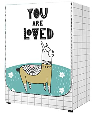 Odot Waschmaschinenabdeckung Staubdicht Wasserdichter Sonnenschutz für Frontlader-Waschmaschine Staubdichte Abdeckung Tumble Waschmaschine Trocknerschutz (Mode Alpaka,L)