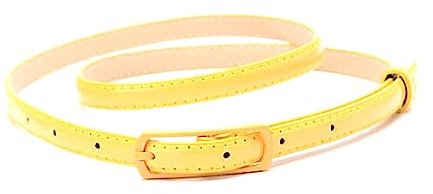 NIUXICH Dünner Damengürtel aus Leder mit Dornschließe, Gürtelbreite 1,2cm, für Damenkleid, dekorativer Gürtel, Gelb, 105cm