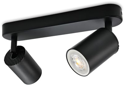 KYOTECH Deckenstrahler 2 Flammig Schwarz Spot Lampe LED Deckenleuchte Schwenkbar GU10 Deckenlampe Strahler Deckenspots Modern Flurlampe für Küche Wohnzimmer Schlafzimmer Ohne Leuchtmittel
