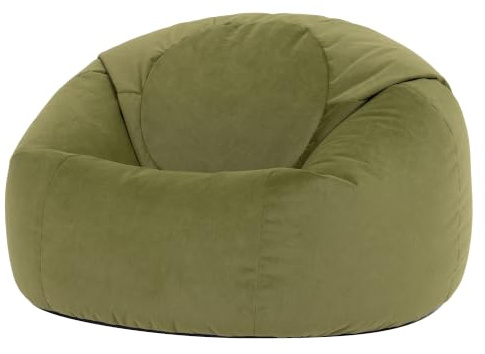 icon Kingston Velvet Bean Bag with Filling Included, Green | Made in the UK, Adult Beanbag, Comfy Chair, Plush Velvet Fabric, Floor Chair for Living Room or Bedroom