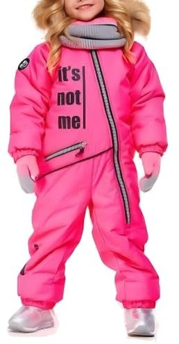 linboo Skioverall Jungen Mädchen Schneeanzug Winddicht Wasserdicht Schneeoverall Warm Atmungsaktiv Skianzug mit Pelzkragen Kapuze Kinder Schnee Outfit Skifahren Bekleidung, Rosa, 134-140(Etikett:140)