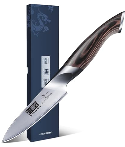HOSHANHO 10cm Schälmesser, Profi Obstmesser und Gemüsemesser, Küchenmesser Klein Hochwertigem Edelstahl, Ergonomischer Griff mit scharfer Klinge