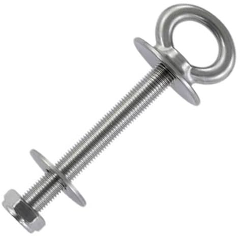 Perno de ojo con cuello 12 x 160 acero inoxidable A4 - Perno de anillo con rosca métrica, arandela y tuerca - perno de ojo/ojo - NIRO, Nirosta, AISI 316