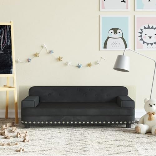INLIFE Kindersofa Schwarz 90x53x30 cm Samt,9,45 KG,3196283