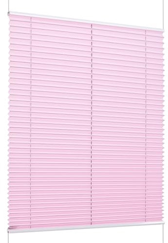K-Home Klemmfix-Plissee Florida Rosa 80 x 130 cm (B x L) einzigartiges Design mit bezauberndem Lichteffekt