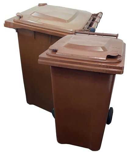 STAR SUPPLIES Large Brown 240 Litre Recycling Waste Wheelie Bin | Standard Size For Kerbside Collection Complete With Lid & Wheels
