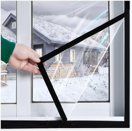 Xrdbfd Thermo Cover Fenster-isolierfolie, Klare Thermo Fensterfolie, Wetterfestes Fenster Isolierfolie Kit, Fensterschutzfolie, Isolierfolie Schrumpffolie Für Fenster,WxH-55x200cm/22 * 79in