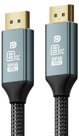 VisionSync 8K DisplayPort Cable 1.4,DP to DP Cable 1M (VESA Certified,8K@60Hz/4K@144Hz/2K@240Hz),Braided 32.4Gbps Display Port Cables Cord Compatible FreeSync G-Sync HDR HDCP Gaming Monitor,TV,PC