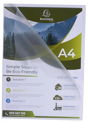Exacompta - 58320E - 100 Stück Eckhüllen FOREVER - aus recyceltem Polypropylen - Dicke 12/100 - Maße: 22 x 31 cm - Format DIN A4 - Farbe Kristall