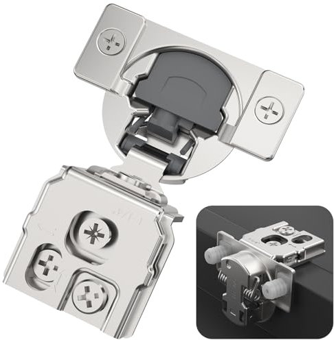 Chibery Lot de 10 charnières d'armoire de cuisine 3D à fermeture douce pour porte de cadre de façade, chevilles pré-assemblées faciles à enfiler, nickel satiné caché, ouverture à 105° en acier