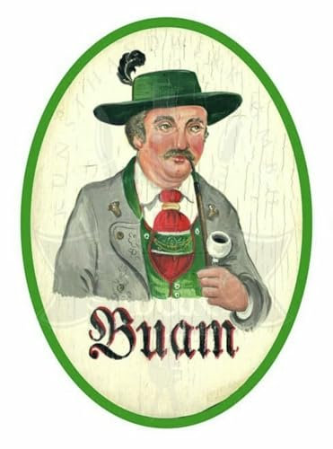 Nostalgie Holzschild Schild Bayern Tracht Buam WC Toilette (Größe: 14x17)