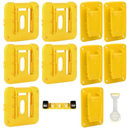 Battery Holder and Tool Holder Compatible with DeWalt 18V 54V Battery & Tools, 5 Pack Wall Mount Battery Dock Holder, 5 Pack Drill Tool Storage Hanger with Screws for Garage Workshop
