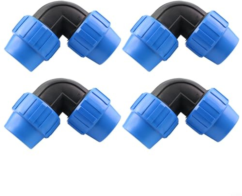 4 conectores rápidos de codo de tubo de polietileno, 20 mm, 25 mm, 32 mm, conexión rápida de manguera de tubo de polietileno para grifo exterior, manguera de jardín (20 mm)