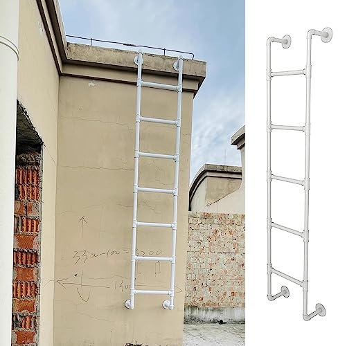 Attic Egress Ladder Escape Window Well 150kg Load Capacity Wrought Iron Loft Bunk Bed Ladder with Fittings 115cm/45 in White