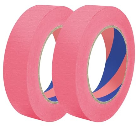 Duccinp Pink Painters Tape, 24mm x 50m x 2 Rolls Masking Tape for Indoor and Outdoor Use, Medium Adhesive Paint Tape for DIY Crafts, Arts, Painting, Easy Removal