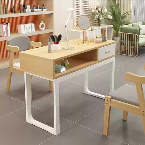Mesa de Manicura Y Escritorio Para Uñas，mesa de Manicura Profesional Moderna Con Dos Cajones de Almacenamiento，mesa de Trabajo de Madera Para Manicura，mesa de Manicura Para Salón de Belleza Y Spa