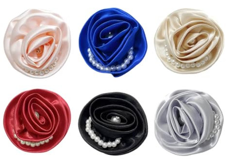 6pcs Perle Rose Blume Brosche Pin für Frauen Mädchen Hochzeit Bouquest Pin Brosche Party Revers Jacken Hut Schals Ansteckblume Kleid Broschen Pins Exquisite Schmuck Geschenke für Damen Mädchen