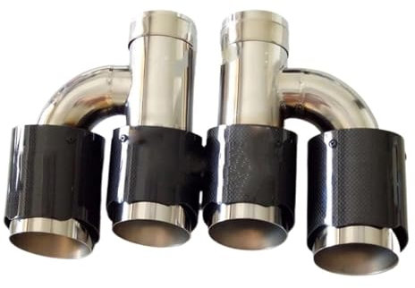 DZSQTUND Auspuffblenden 2PCS H-Stil Universal Dual Edelstahl Glänzende Carbonfaser-Auspuffspitze Endrohr-Auspuffschalldämpfer Auspuff Blende(67MM IN 114MM Out)