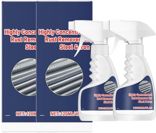Confezione da 2 rimuovi ruggine in metallo resistente, altamente concentrato, rimozione della ruggine in acciaio inossidabile, spray per la rimozione della ruggine dei metalli, efficace rimozione