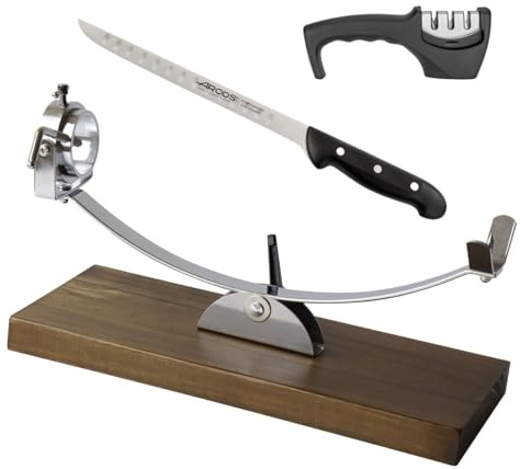 CUPERINOX Soporte Jamonero Balancín | Jamonero Giratorio Profesional | Jamonero Madera | Incluye Cuchillo Profesional, Afilador Funda Cubre Jamón| Jamoneros Elite Collection