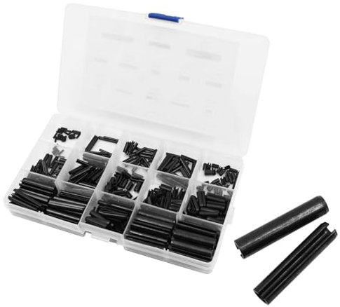YOYEAH Spannstift Sortiment, 550 STK Hohlsplinte Federstifte Manganstahl Set, Geschlitzte Spannstifte Metallbeschläge in verschiedenen Größen für Maschinen und Reparaturen.