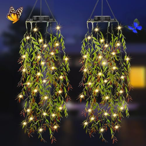 KagoLing Lanterne Solari da Esterno, Lanterna da Esterno, 2 Pezzi Piante rampicanti Artificiali per Natale, Feste, Matrimoni, Decorazioni Esterne in Giardini di Casa, Luci Solari da Esterno