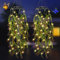 Lampe Solaire Exterieur, KagoLing 2 Plantes Artificielles Feuilles Saule Suspension 66 LED Luminaire, Lanterne Solaire Exterieur pour Jardin, Balcon et Terrasse Deco, Cadeau Anniversaire Femme/Meres
