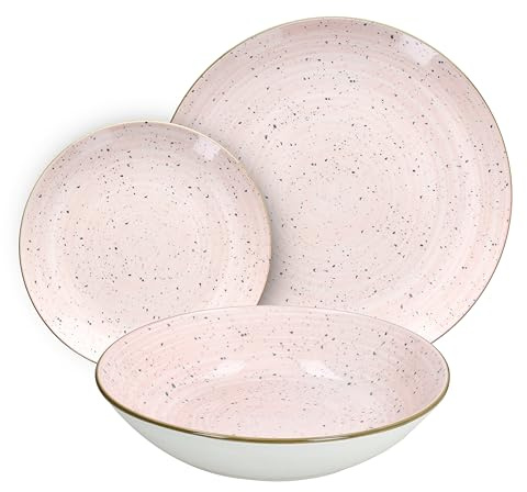 Tognana Pepper Bamboo, Servicio de platos 18 piezas para 6 personas, Porcelana, Rosa