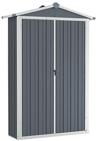 Myheimly Gerätehaus Ohne Boden Geräteschuppen Gartenhaus Geräteschrank Gartenschrank Schuppen Garten Grau 116x45x175 cm Verzinkter Stahl