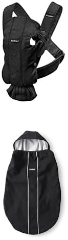 Bundle of BabyBjörn Bezug für Babytrage, Schwarz + BabyBjörn Babytrage Mini, 3D-Netzstoff, Schwarz