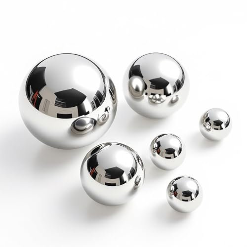 Edelstahl Dekokugel Silber glänzend für Zierbrunnen in 3 Größen 2cm bis 6 cm - 6er Set - Metall Hohlkugel für Dekobrunnen - Garten Deko Kugel Metallkugel Gartenkugel Teichkugel Schwimmkugel