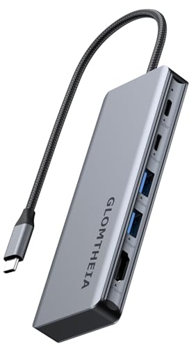 Glomtheia USB C Hub for MacBook Air/Pro Mac mini Laptop, Multiport Adapter Dongle Dock Docking Station with M.2 NVMe SSD Enclosure, 4K60Hz HDMI, USB 3.2 Gen 2, 100W Pass-Through Charging