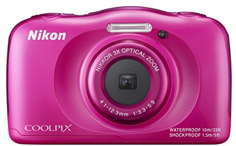 Nikon Coolpix S33 Waterproof Shockproof Cold Resistant Camera 13.2 Megapixel, with CMOS Sensor 3x optical Zoom 2.7-Inch LCD Pink (Renewed)