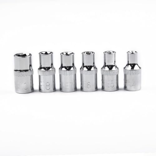 Lot de douilles Torx externes 1/4 E4-E10 femelles en acier traité thermiquement pour mécanicien moto - Noir phosphate