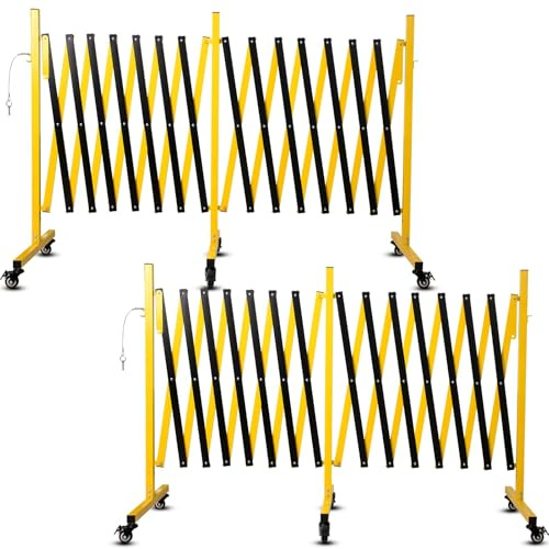 Industrielle Scherengitter Ausziehbar Outdoor 5.18m, Gelbes Und Schwarzes Absperrkette, Mobiles Absperrketten, Absperrung Ausziehbar Mit Rollen (2, 5.18m)