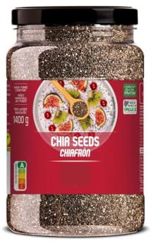 Fakhri Chia Seeds 1.4kg – Raw, Non-GMO, High Fiber Superfood Rich in Omega-3, Protein & Antioxidants for Smoothies & Baking