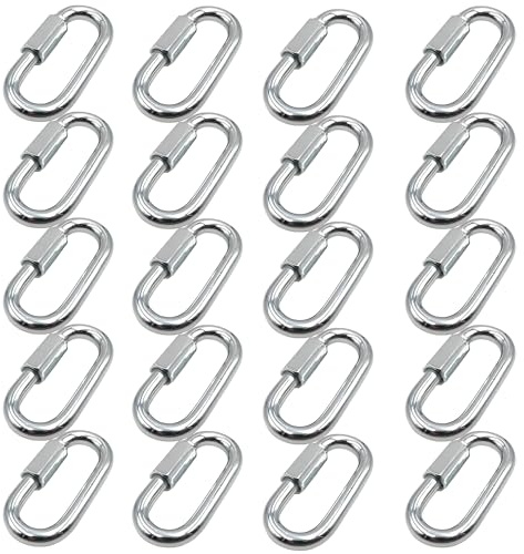 20Pcs Carabiner Clip Heavy Duty, Galvanized Iron Small Carabiner's Clips, Portable Locking Carabiners, Small Carabiner Clips for Outdoor/Indoor Camping and Hiking Swing Hammock Tent Accessories