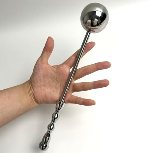 Handheld Stainless Steel Ball-Shaped Massage G Spot Wand Anal Probe Metal Anal Butt Plug Masturbation Pleasure Stick Anus Stimulation Sex Toy for Men Women Couple (L)
