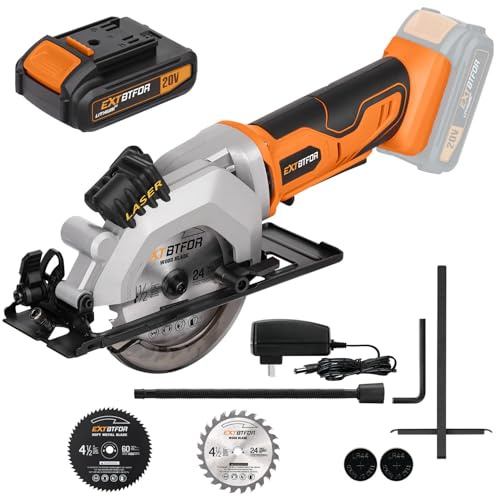 Extbtfor Cordless Circular Saw,2.0 Battery 3400RPM Laser Guide,45° Angle