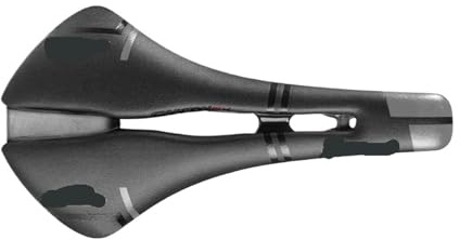 Genérico Sillín de Bicicleta Carbono Compatible con sillín Carretera, triatlón, Carreras, Accesorios 143 mm(Black Gray)